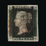 Great Britain - QV (line engraved) : (SG 2) 1840 1d black, plate 5, NH, 4 very good margins, neat