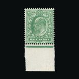 Great Britain - KEVII : (SG 279var) 1911 Harrison perf 15 x 14 ½d dull green, lower marginal example