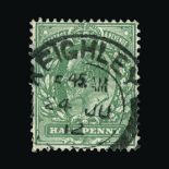 Great Britain - KEVII : (SG (279a)) 1911 Harrison perf 15 x 14 ½d deep dull green (very blotchy