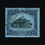 Malaya - Kedah : (SG 39w) 1921-32 Script $3 black and blue/blue wmk Crown to left of CA very fine