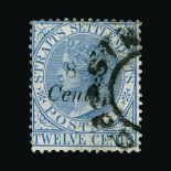 Malaya - Straits Settlements : (SG 74) 1884 8 Cents on 12c blue v.f.u. Cat £160 (image available) [