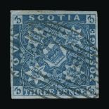 Canada - Nova Scotia : (SG 2) 1851-60 3d deep blue very fine used, large margins Cat £170 (image