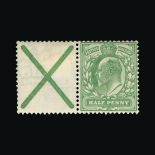 Great Britain - KEVII : (SG (218a)) 1902-10 DLR ½d yellowish green, with ST. ANDREW'S CROSS LABEL