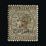 Zanzibar : (SG 37) 1895-98 2½ in red on 1½a sepia fresh unmounted mint Cat £130 (image available)
