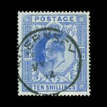 Great Britain - KEVII : (SG 265) 1902-10 DLR 10s ultramarine, slight rub in NW corner, traces of