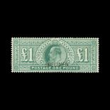 Great Britain - KEVII : (SG 266s) 1902-10 DLR £1 dull blue-green, ovptd. SPECIMEN Type 16, light gum