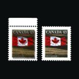 Canada : (SG 1357 var) 1989-2005 Flag 43c, perf 13½ x 13, with ALL COLOURS DOUBLY PRINTED, top