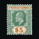 Malaya - Straits Settlements : (SG 127,etc) 1904-10 MCA set to $5 ex 5c,8c(10) fresh m.m., very