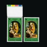 Cayman Islands : (SG SG255a ) 1969 Christmas ¼c, ERROR 'Gold (frame) Omitted' The top Sheet marginal