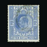 Great Britain - KEVII : (SG 319) 1911-13 SH 10s blue, centred to top, some faintly toned perfs,