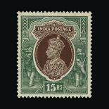 India : (SG 263) 1937 15R brown and green fresh unmounted mint with fresh white gum Cat £180 (