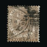 Malaya - Straits Settlements : (SG 11w) 1867-72 CC inverted 2c brown good used, heavy cancel plus