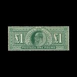 Great Britain - KEVII : (SG 320) 1911-13 SH £1 deep green, well centred, small stain at top right,