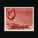 Seychelles : (SG 135-149) 1938-49 KGVI All basic colours and values complete to 5R. Fine m.m. 15c