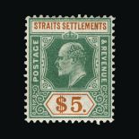 Malaya - Straits Settlements : (SG 121) 1902-03 CA $5 dull green and brown orange fresh m.m., very