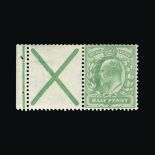 Great Britain - KEVII : (SG (218a)) 1902-10 DLR ½d yellowish green, with ST. ANDREW'S CROSS LABEL