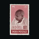 India : (SG 305-308) 1948 Gandhi set m.m. Fine fresh appearance but hingemarks area bit heavy , m.m.