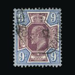 Great Britain - KEVII : (SG 308) 1911-13 SH 9d slate-purple and cobalt-blue, light cds, very fine