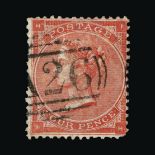 Gibraltar : (SG Z36) 1862 QV GB USED IN GIB. 4d Bright Red (no hair lines), Neat A26 barred oval.
