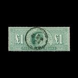 Great Britain - KEVII : (SG 266) 1902-10 DLR £1 dull blue-green, centred to SW, light GUERNSEY