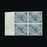 Great Britain - Telegraphs : (SG T16) 1876 10s, IMPERF COLOUR TRIAL IN SLATE-BLUE, block of 4,