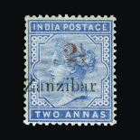 Zanzibar : (SG 40) 1895-98 2½ in red on 2a blue fresh l.m.m., light crease Cat £160 (image