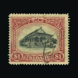 Malaya - Kedah : (SG 37) 1921-32 Script $1 black and red/yellow Crown to right of CA fine used