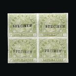 Great Britain - Telegraphs : (SG L211t) 1877 4d sage green plate 1, an imperf block of 4 with