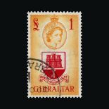 Gibraltar : (SG 145-158) 1953-9 QEII Set to £1, fine c.d.s.(14) Cat £110 (image available)
