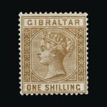 Gibraltar : (SG 8-14) 1886-87 QV complete set m.m., ½d heavy hinge, 1d Stain on QV ear, 2d gum