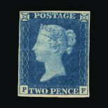 Great Britain - QV (line engraved) : (SG 5) 1840 2d blue, plate 1, PF, 4 small to good margins,