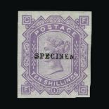 Great Britain - QV (surface printed) : (SG (128)) 1867-83 Maltese Cross 10s, IMPERF COLOUR TRIAL