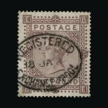 Great Britain - QV (surface printed) : (SG 132) 1867-83 wmk Anchor blued paper £1 brown-lilac, BE,