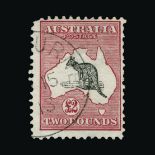 Australia : (SG 16) 1913-14 Roo £2 black and rose CTO, light crease, rounded top left corner Cat £