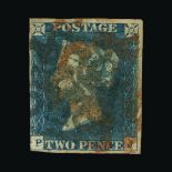 Great Britain - QV (line engraved) : (SG 5) 1840 2d blue, plate 1, PJ, on quite a thick paper, 4