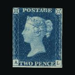 Great Britain - QV (line engraved) : (SG 5) 1840 2d blue, plate 1, AL, 3+ margins, very fresh,