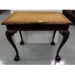 Mahogany Hall Table Base with moulded frieze, cabriole legs and ball and claw feet, 29”w x 18”d