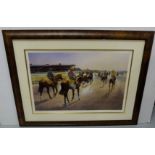 Limited Edition Colour Print by Peter Curling (signed In pencil), “warming up at the Race Course”,