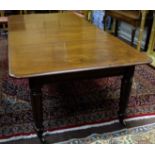 19thC Mahogany Extension Dining Table, with molded rims and curved corners, on 4 reeded legs and