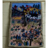 Wool wall tapestry, Tree of Life featuring wild animals