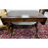 Edwardian Mahogany Sofa Table, with drop sides and two frieze drawers, with stretcher support and