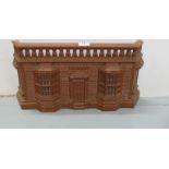19thC Terracotta Fire Front, in the form of “The Cottage” with bay windows and balustrade above,