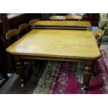 Victorian Mahogany Extendable Dining / Boardroom Table, curved corners, on turned and reeded legs,