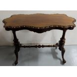 Victorian Mahogany Hall Table, the shaped top with egg moulded borders, on a turned stretcher, 4