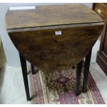 19thC Mahogany Pembroke Table, oval drop ends, tapered legs, 30”w x 29”h