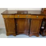 Edwardian Inlaid Mahogany Sideboard, with 3 frieze drawers over 3 lower cabinets, on bracket feet,