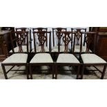 Matching Set of 8 Mahogany Chippendale Style Dining Chairs, with spat backs and square chamfered