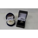2 Lady’s Dress rings – 9ct gold diamond and emerald dress ring size L (USA6) & 9ct gold 6mm pearl