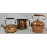 3 pieces Antique Copper – 2 kettles & 1 pot with metal swing handle (3)