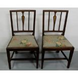 Matching Pair of Regency Mahogany Dining Chairs, with rail backs, inlaid with satinwood cones, on